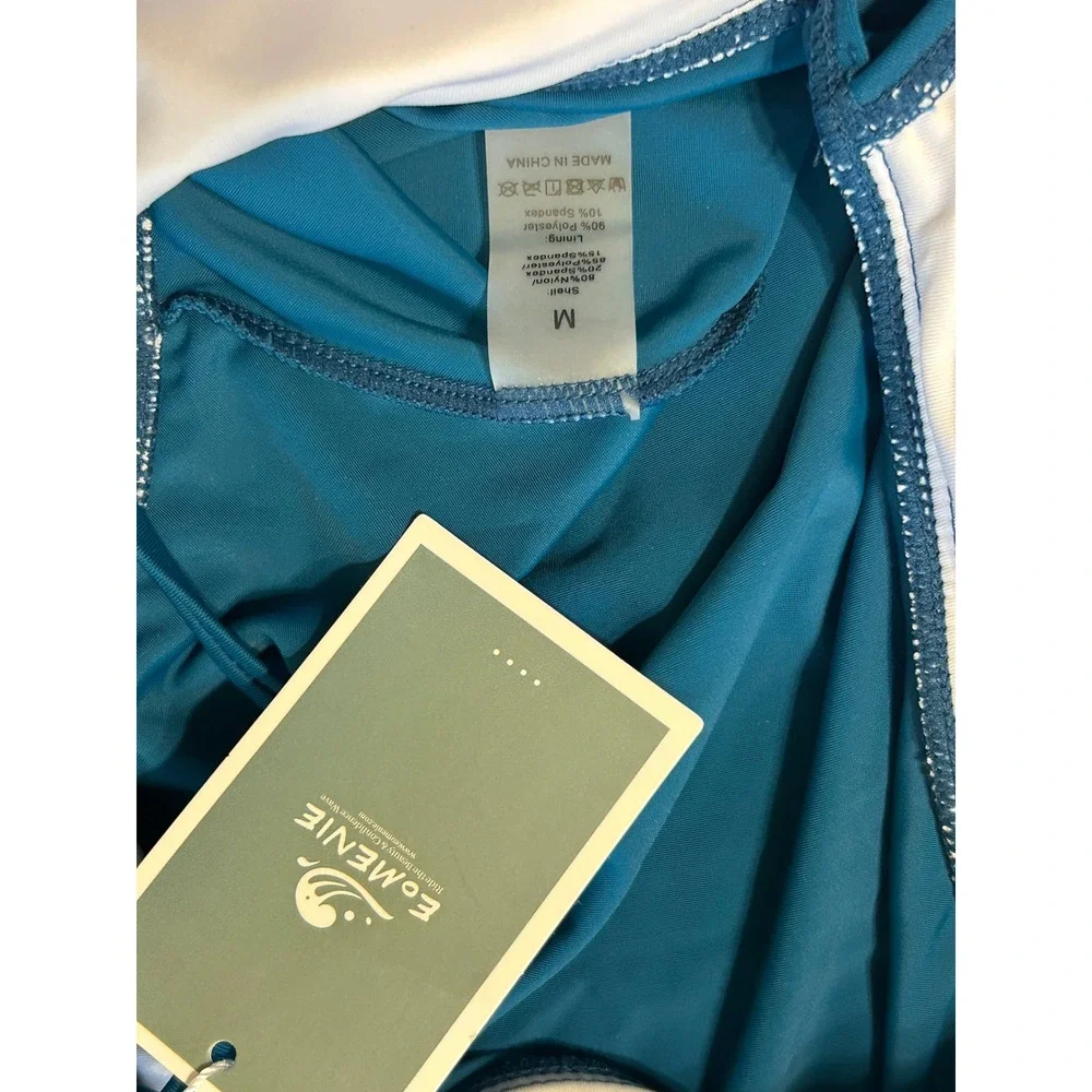 Eomenie Blue Tankini Top Medium Tie Front Adjustable Straps NWT - Picture 2 of 4